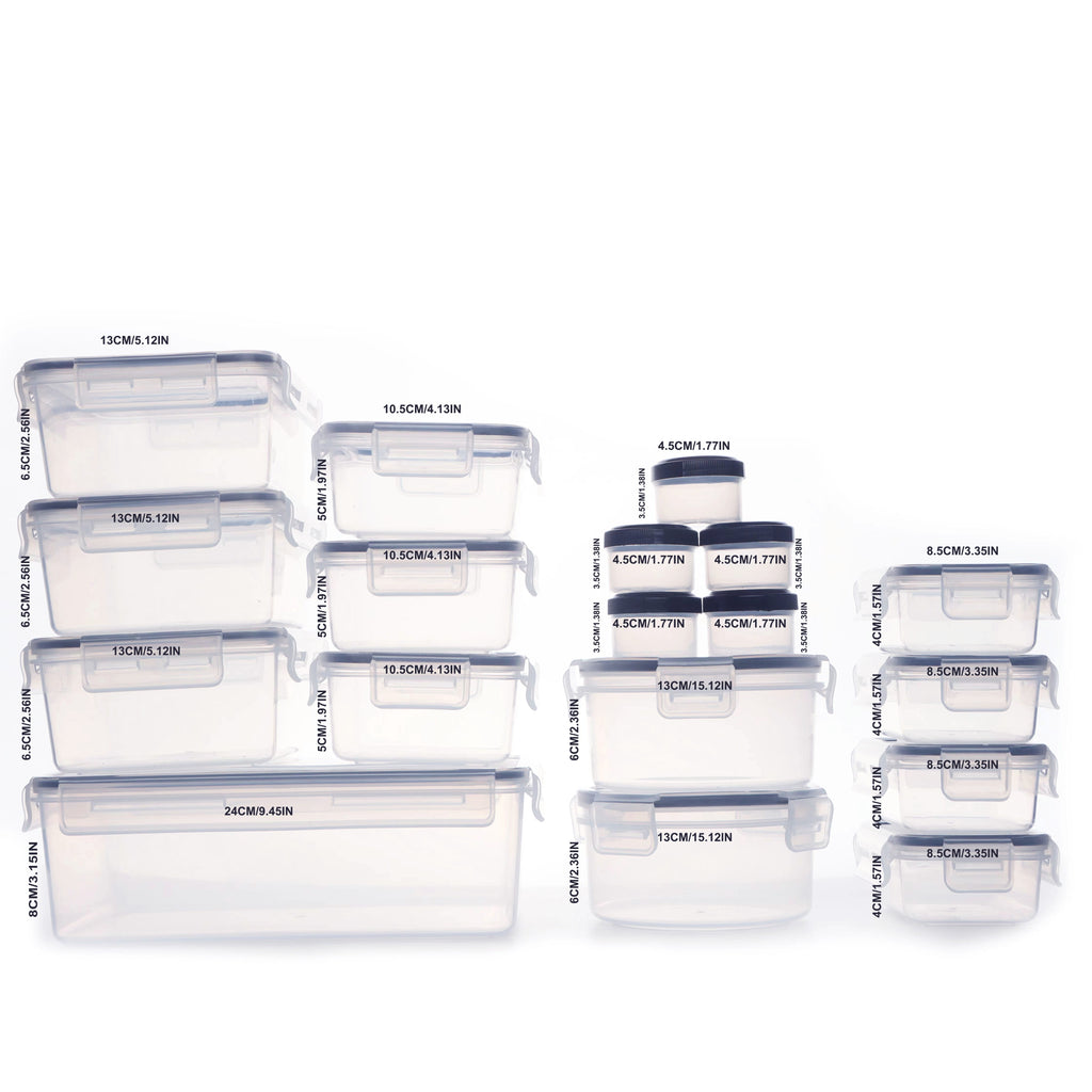 18 Pack Food Storage Containers With Airtight Lids | Leak-Proof Plastic Containers For Kitchen Organization, Meal Prep, Lunch Containers Organization | Microwave Safe, Dishwasher Safe, Flip Top Closure, Square Shape