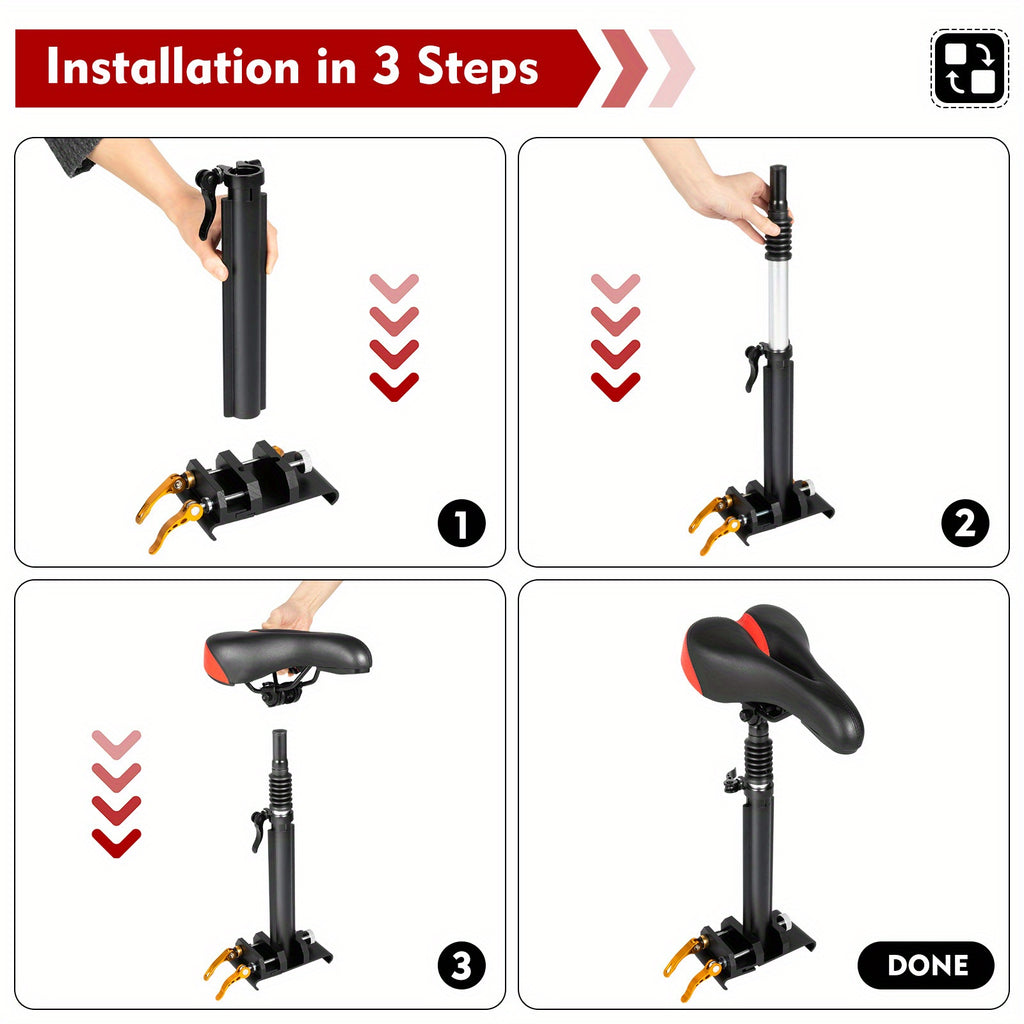 Compatible for Xiaomi M365/M365 Pro Electric Scooter Seat - Height-Adjustable with Soft PU Cushion & Breathable Cover, Heavy-Duty Aluminum Alloy Frame, Fit for /, Easy Installation ()