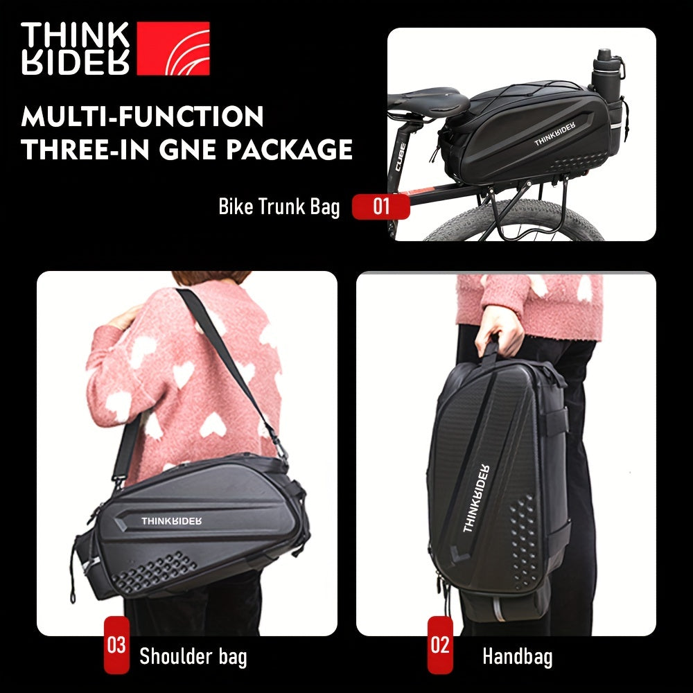 14L Hard Shell ThinkRider Bicycle Rear Hunch Bag - Anti-Splash Material, Rain Cover Included