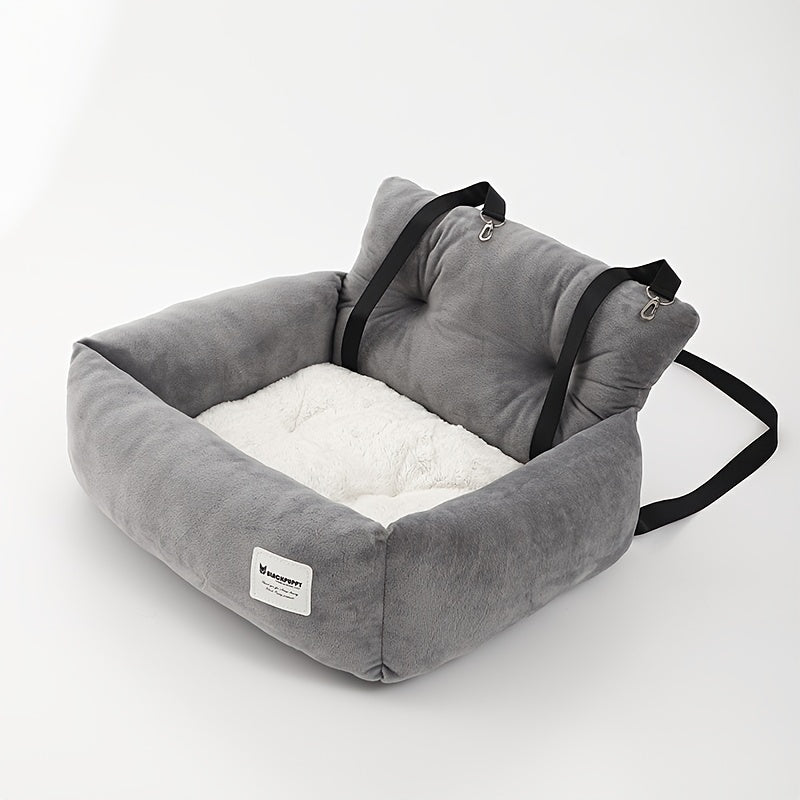 [Gray Pet Carrier] Soft Gray Pet Carrier, Car Seat for Cats and Small Dogs | Adjustable Straps, Ergonomic Design for Safe Travel, Secure Fit for Vehicles