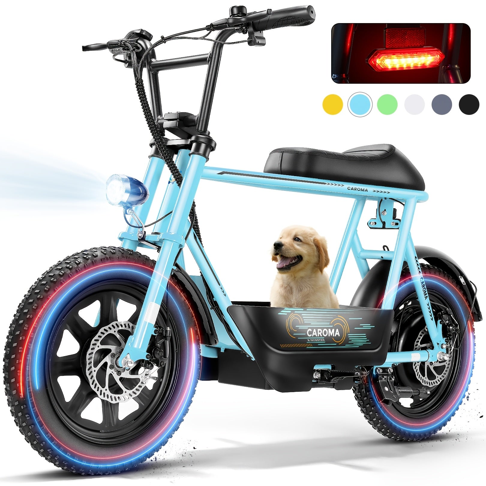 Caroma 500W Electric Scooter for Adults with Seat & Basket - 16" All-Terrain Tires, 20MPH Top Speed, 25 Miles Range, Dual Disc Brakes, LCD Display, Rechargeable Battery, Aluminum Alloy, Mixed Colors, Inflatable Tires, 48V 7.8