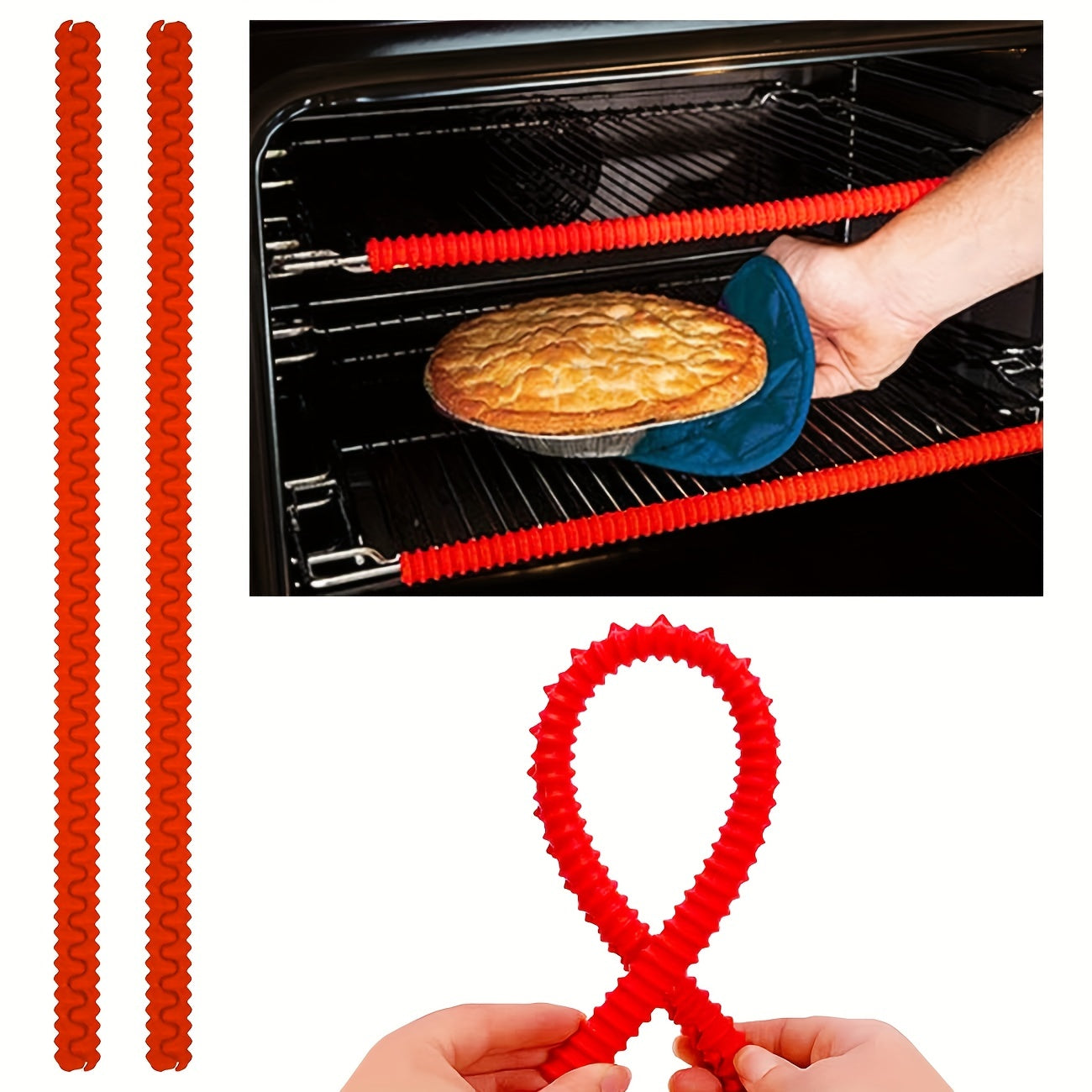 (2pc) Heat Resistant Oven Rack Shields - 14in Long Silicone Protectors Prevent Burns and Protect Food Grade Oven Racks