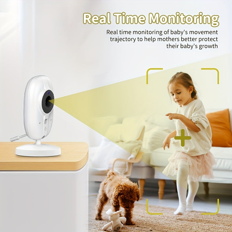 720P HD Wireless Monitor with 3.5" LCD Screen, 900ft Range, Auto Night Vision, 2-Way Audio, Temperature Sensor, 8 Soothing Lullabies, USB Rechargeable, Smartphone Compatible, ABS Material, Square Shape, Monitor Camera