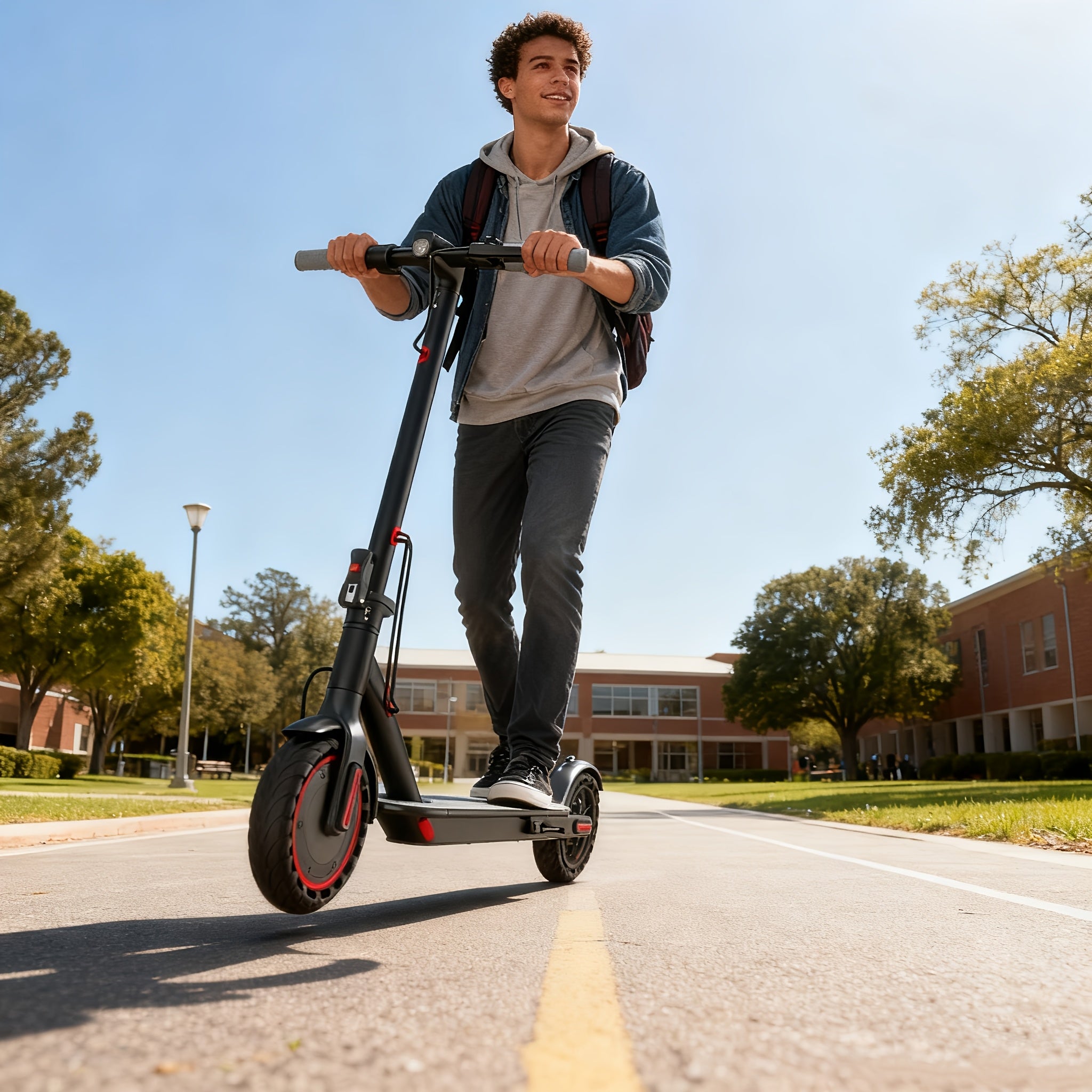 LADPED Multiple Models Folding Electric Scooter, Rated 350W/500W Motor Optional, 5.2AH-14.5AH Battery, with 8.5-10inches Anti-skid Solid Tires, Scooter Electric with Long Range, 15-20MPH Speed Foldable Commuting E-Scooter for