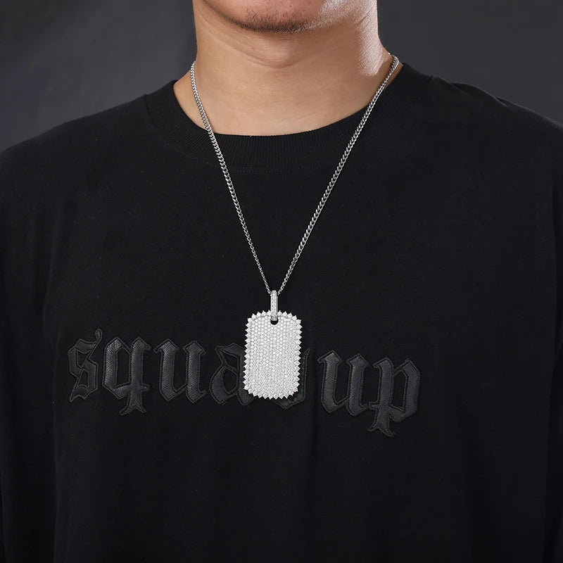 THUE Full Moissanite Luxury Square Pendant with Certification Rope Necklace For Women Men Hip Hop Jewelry Gifts