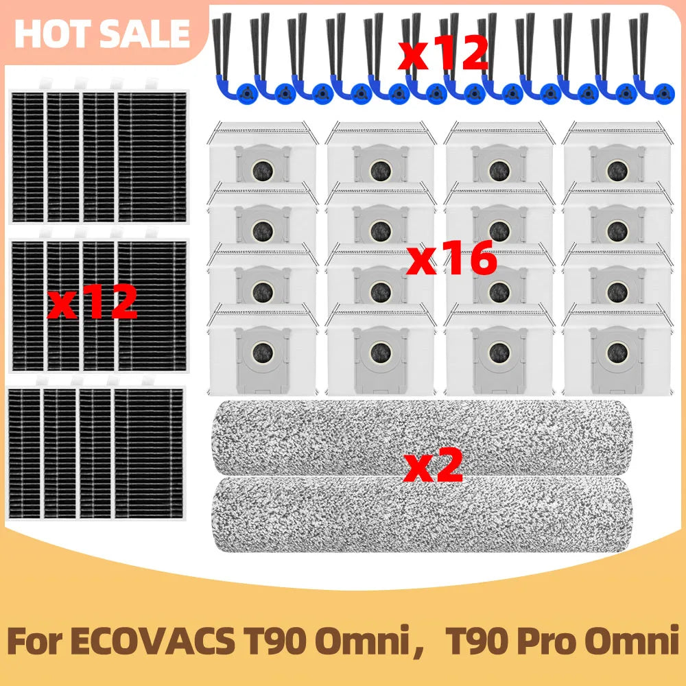 Compatible For Ecovacs T90 omni, T90 Pro omni Vacuum Cleaner Spare Parts Side Brush Filter Dust Bag Mop Replacement Accessories