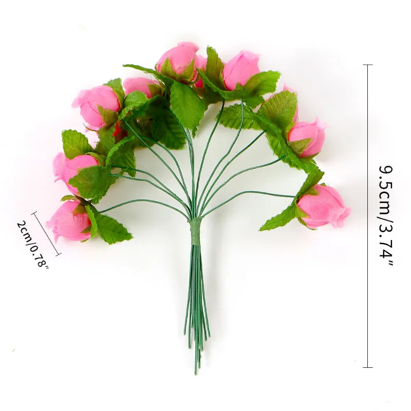 12/36/72/144PCS Rose Artificial Flowers Bouquet Fake Flowers for Home Decor Christmas Party Wedding Decoration Wreath Accessory