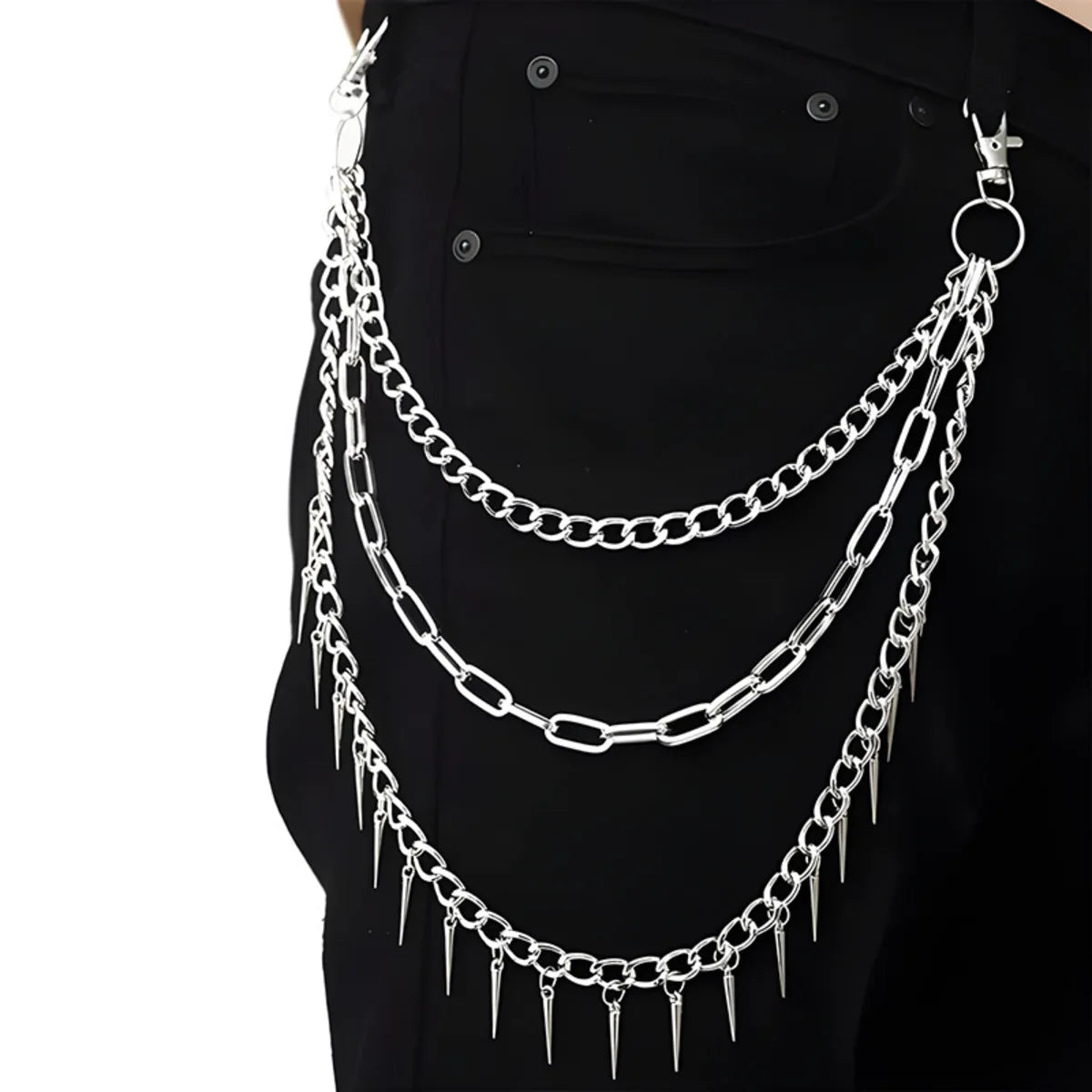 Punk Retro Waist Chain with Double Star Pendant Layered Metal Chains for Hip Hop Gothic Style Streetwear Essential