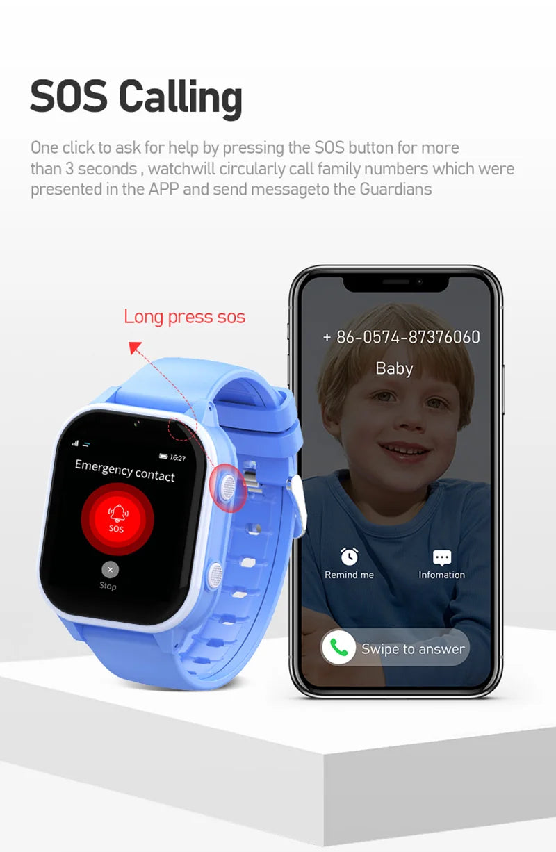 4G Smart Watch Kid SOS GPS WiFi Wristwatch Whatsapp KT19Pro MAX Android8.1 with Video Call Camera Monitor Children smartwatch