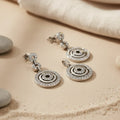 Women's Silver Crystal Turquoise Dangle Earrings Trendy Religious Style Pendant Drop Earrings for Party Jewelry Gift
