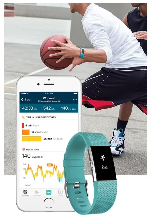 Fitbit Charge 2 Fitness Tracker Smart Wristband Heart Rate Monitor Sleep Steps Call Reminder GPS Sports Watch for iOS Android