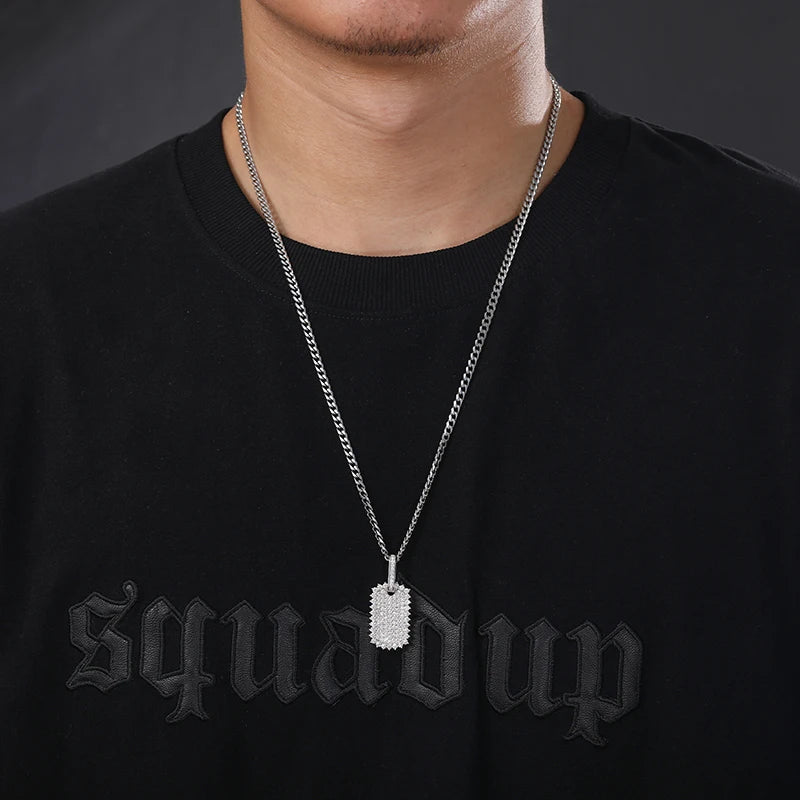 THUE Full Moissanite Luxury Square Pendant with Certification Rope Necklace For Women Men Hip Hop Jewelry Gifts