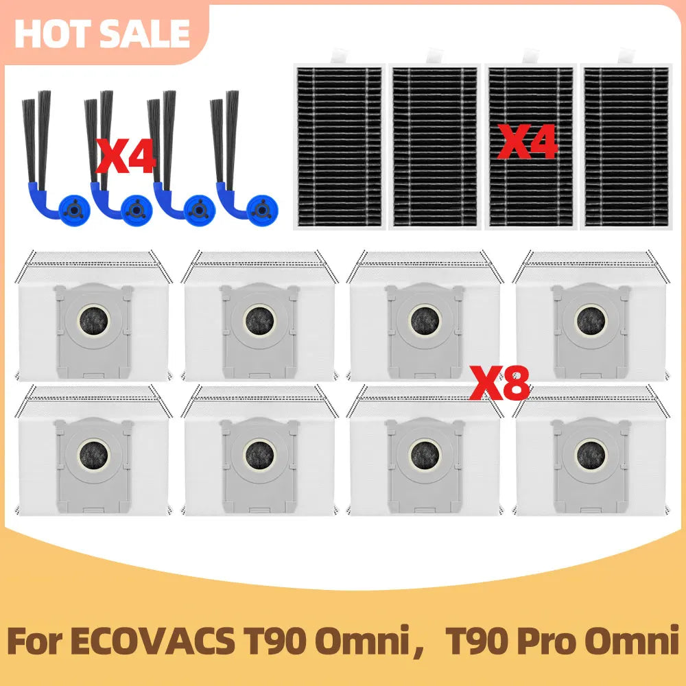 Compatible For Ecovacs T90 omni, T90 Pro omni Vacuum Cleaner Spare Parts Side Brush Filter Dust Bag Mop Replacement Accessories