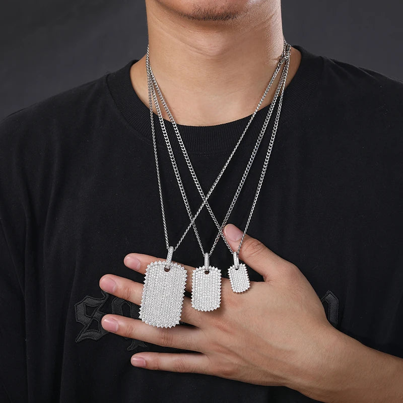 THUE Full Moissanite Luxury Square Pendant with Certification Rope Necklace For Women Men Hip Hop Jewelry Gifts