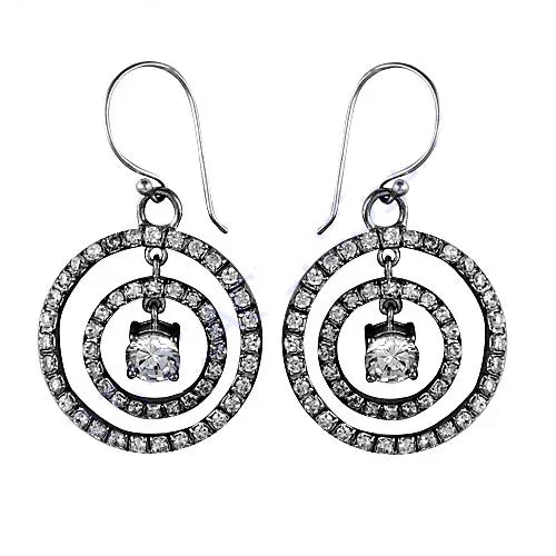 "Crystal Earrings Silver Cubic Zirconia Circle Drop Earrings for Women's Gift"