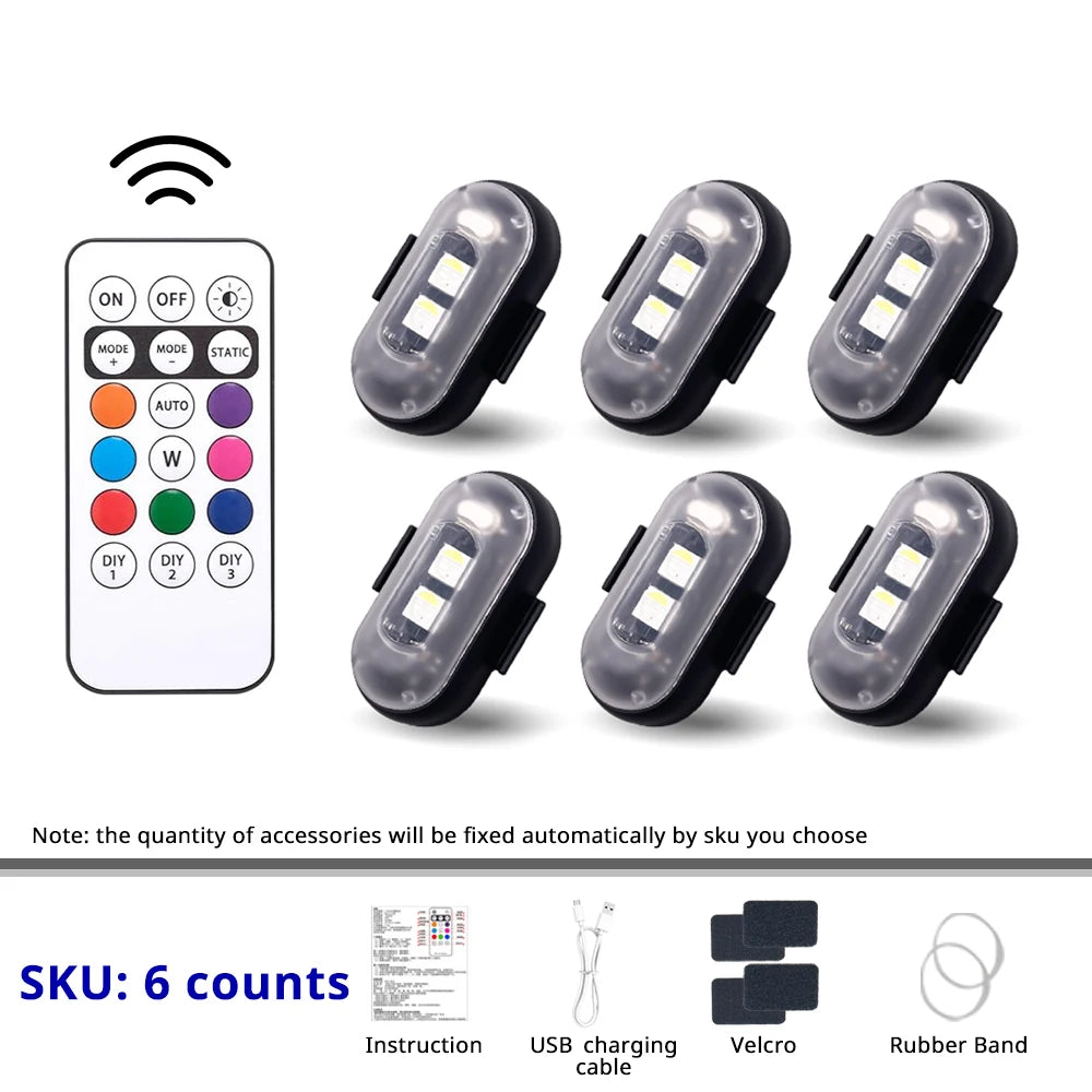RGB LED Portable Party Lights Remote Control Wireless Lighting Rechargeable Car Footwell Light Under Glow Kit Accessories Gift