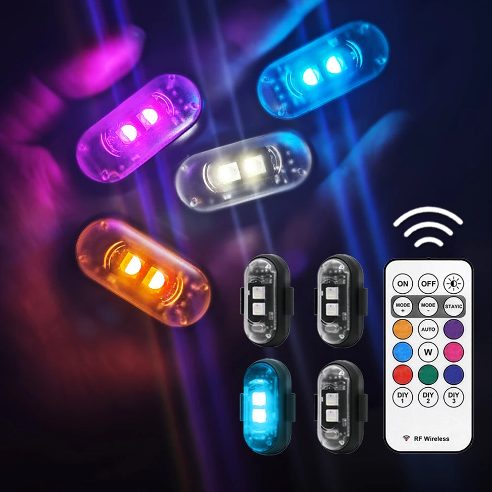 RGB LED Drabare Partytjieligte Afstandbeheer Draadlose Beligting Herlaaibare Motorvoetruimlig Ondergloeistelle Toebehore Geskenk