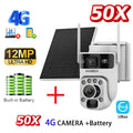 12MP 50X Zoom Dual Lens 4G SIM Solar Camera WIFI Outdoor Surveillance PTZ Human Detection Recording Security Night Vision Camera