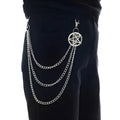 Punk Retro Waist Chain with Double Star Pendant Layered Metal Chains for Hip Hop Gothic Style Streetwear Essential