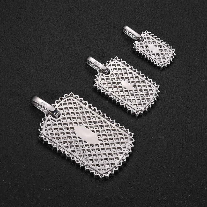 THUE Full Moissanite Luxury Square Pendant with Certification Rope Necklace For Women Men Hip Hop Jewelry Gifts