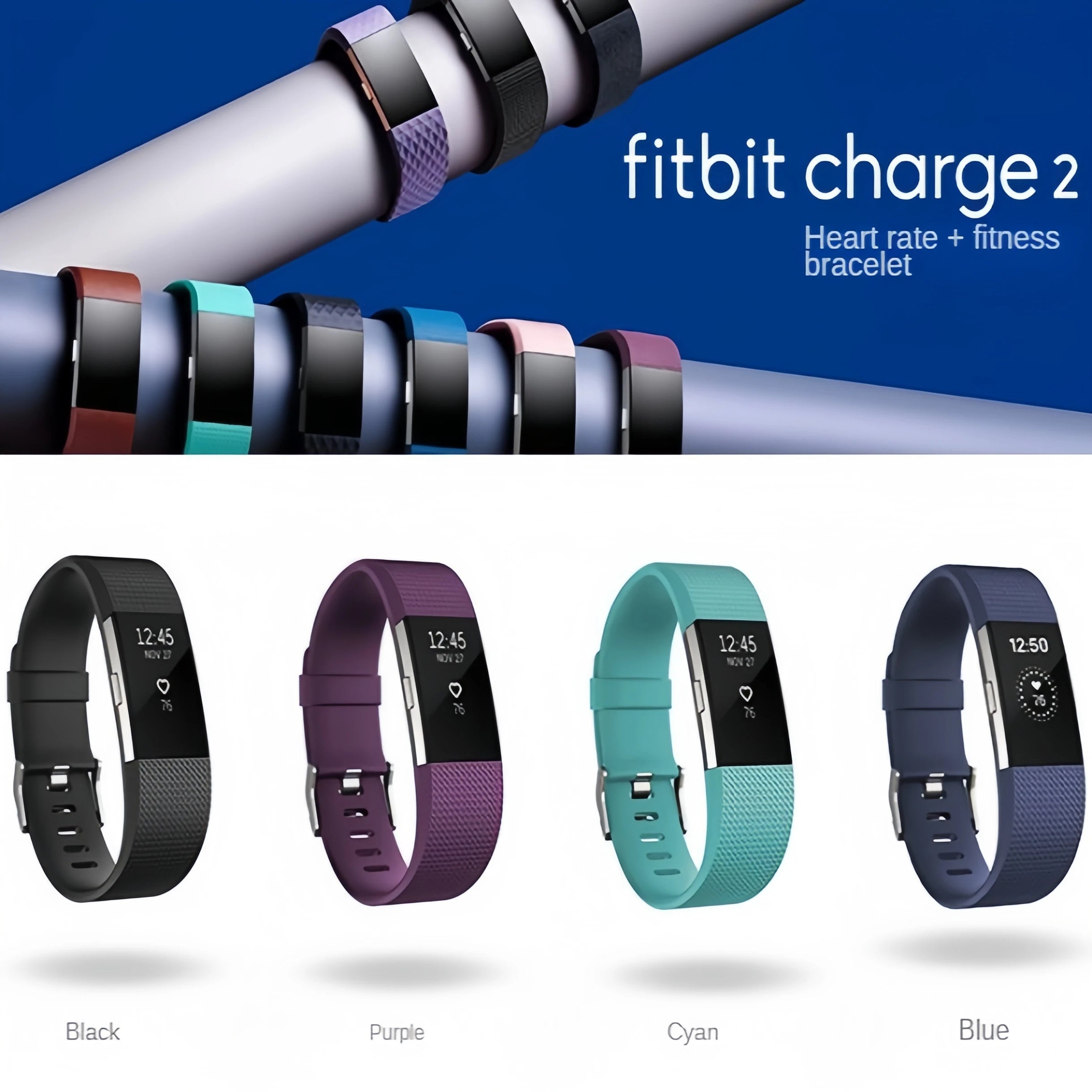 Fitbit Charge 2 Fitness Tracker Smart Wristband Heart Rate Monitor Sleep Steps Call Reminder GPS Sports Watch for iOS Android