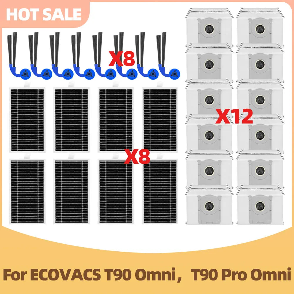 Compatible For Ecovacs T90 omni, T90 Pro omni Vacuum Cleaner Spare Parts Side Brush Filter Dust Bag Mop Replacement Accessories