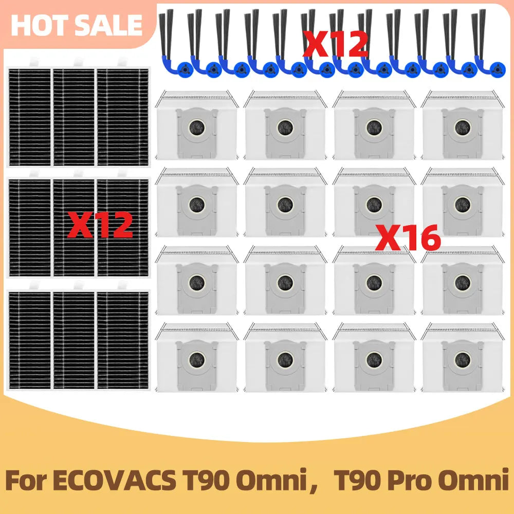 Compatible For Ecovacs T90 omni, T90 Pro omni Vacuum Cleaner Spare Parts Side Brush Filter Dust Bag Mop Replacement Accessories