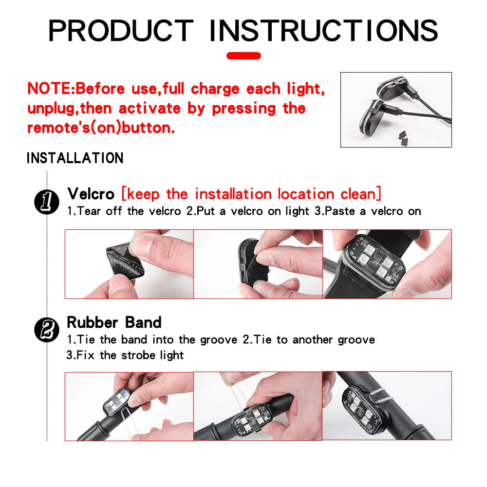 4pcs Wireless Remote Control 8 Color Rechargeable Waterproof LED Strobe Lights Car Decor Atmosphere Anti Collision Warning Lamp