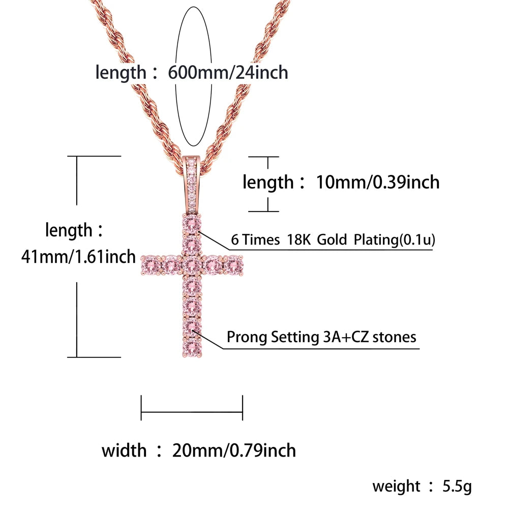 TOPGRILLZ Hip Hop Pico Harvey Cross Pendant Necklaces Micro Pave AAAA+ CZ Necklace 18'' 20'' 24" 30" Link Dropping