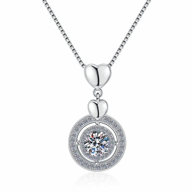 Fine Fashion Classic Jewelry S925 Sterling Silver Moissanite Round Cut Synthetic Diamond Pendant Necklace Holiday Gift of Women
