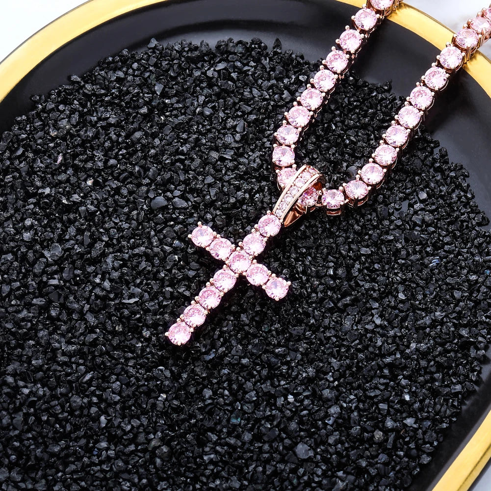 TOPGRILLZ Hip Hop Pico Harvey Cross Pendant Necklaces Micro Pave AAAA+ CZ Necklace 18'' 20'' 24" 30" Link Dropping