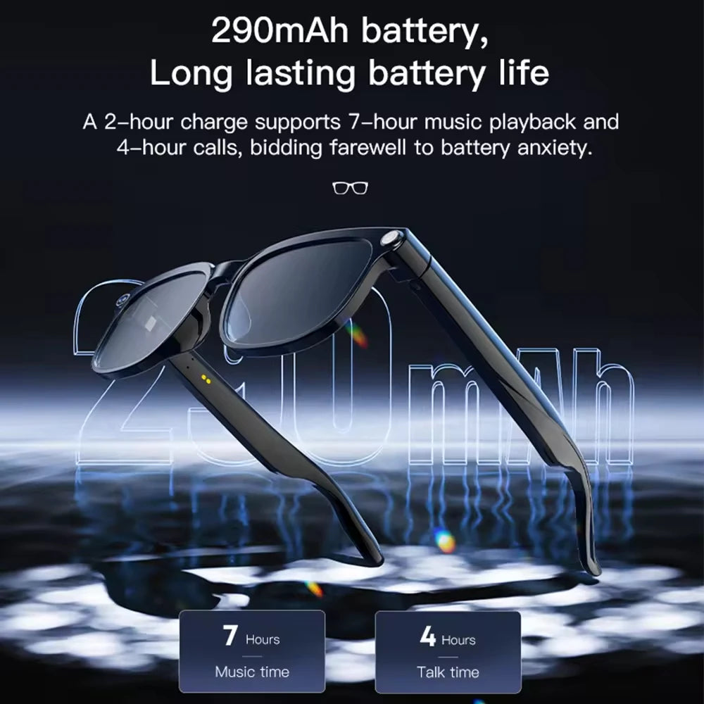 Smart Glasses for Outdoor Sports Listen Music for Calling Navigation IP67 Waterproof 1080P Video AI Assistant UV