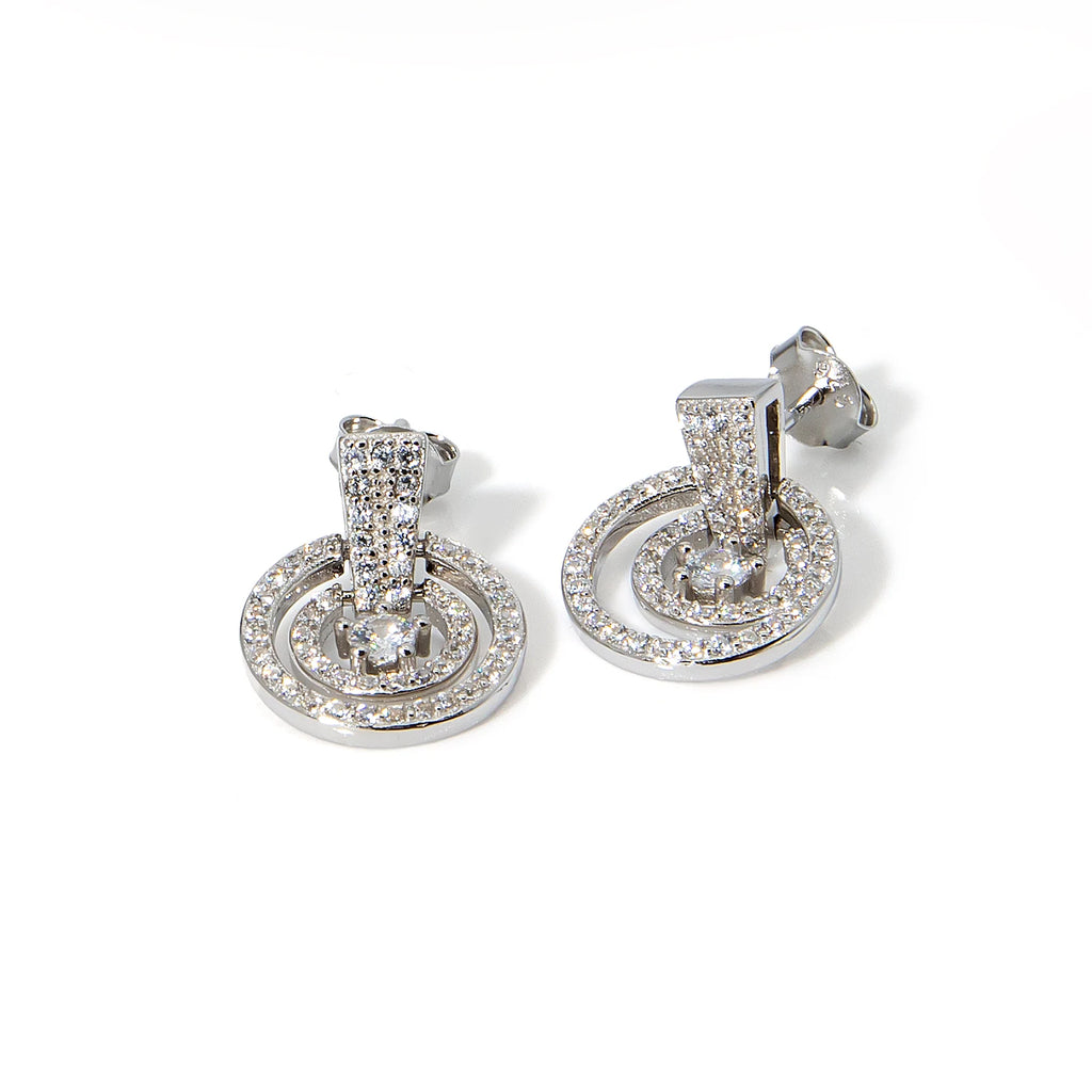 Custom Fashion Modern Geometric Luxury Diamond CZ 925 Silver Cubic Zirconia Stud Earrings Indian Statement Jewelry for Women