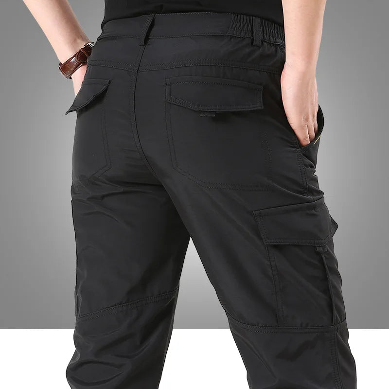 Men's Summer Casual Pants Quick Dry Lightweight Tactical Cargo Mid Waist Nylon Waterproof Waterproof Style