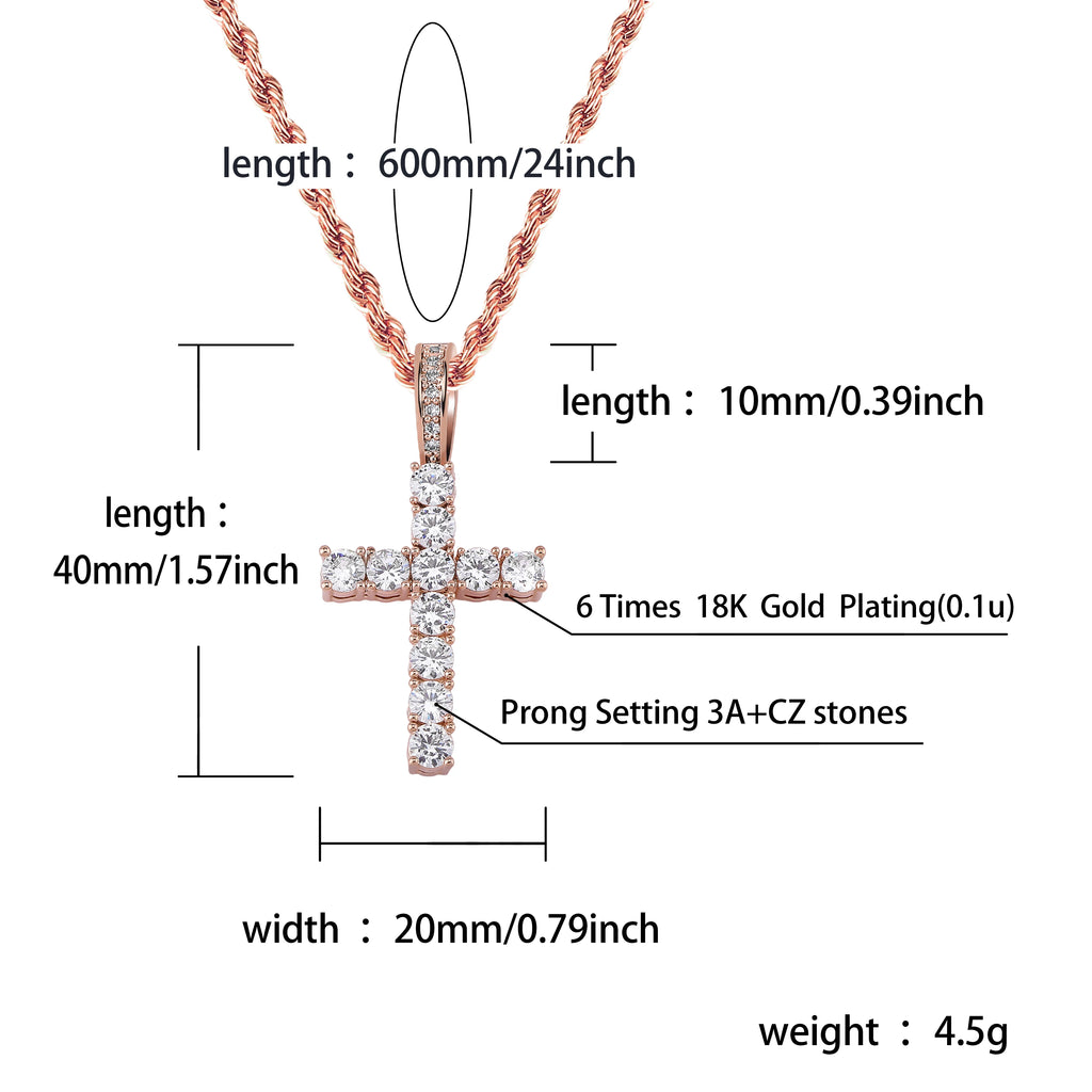TOPGRILLZ Hip Hop Pico Harvey Cross Pendant Necklaces Micro Pave AAAA+ CZ Necklace 18'' 20'' 24" 30" Link Dropping