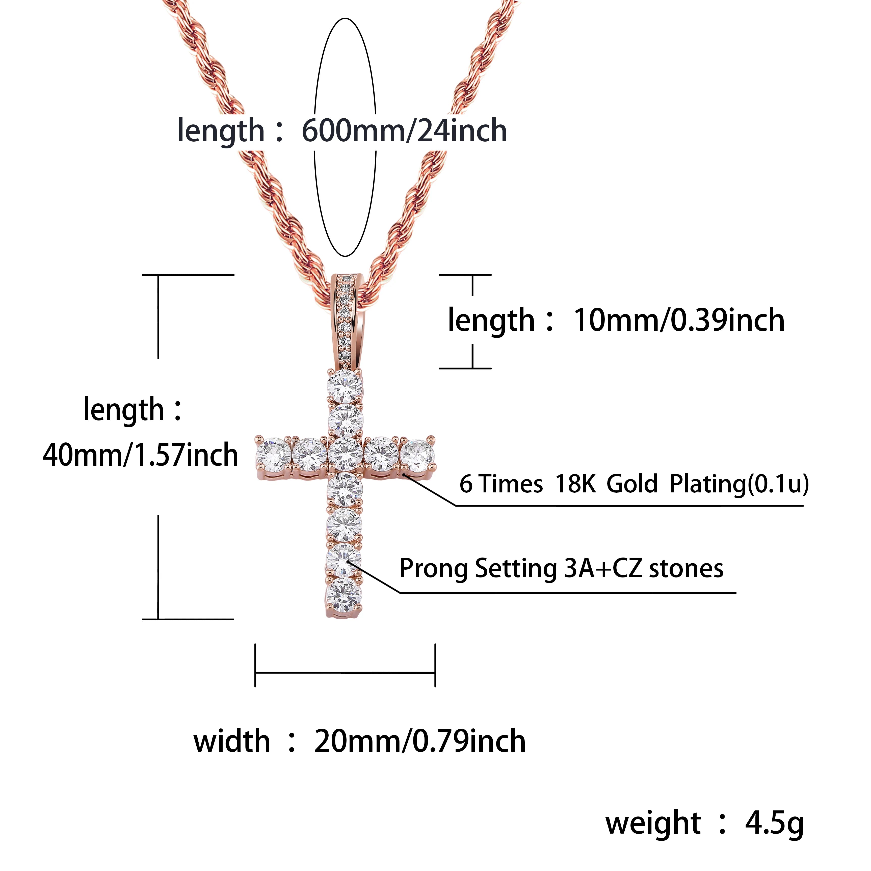 TOPGRILLZ Hip Hop Pico Harvey Cross Pendant Necklaces Micro Pave AAAA+ CZ Necklace 18'' 20'' 24" 30" Link Dropping