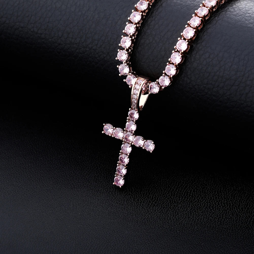 TOPGRILLZ Hip Hop Pico Harvey Cross Pendant Necklaces Micro Pave AAAA+ CZ Necklace 18'' 20'' 24" 30" Link Dropping