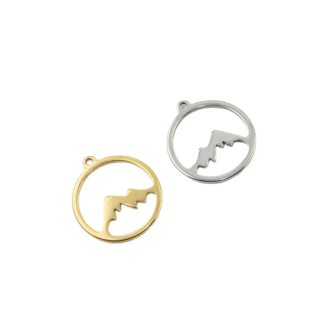 10pcs 20mm Wholesale Stainless Steel Mountain Charms Pendant DIY Necklace Earrings Bracelets Unfading Colorless 2 Colors