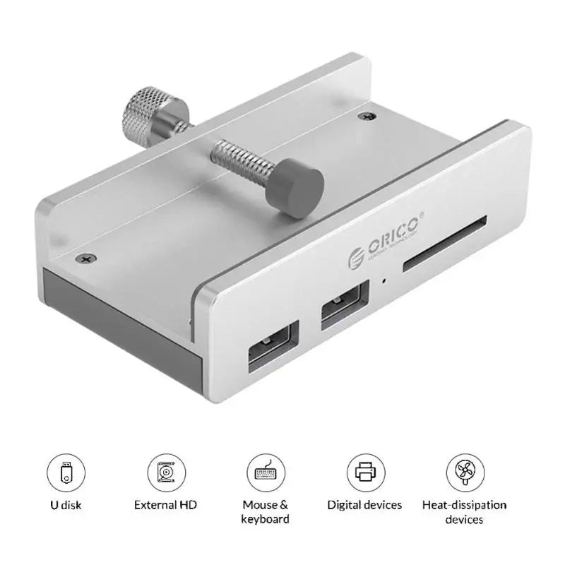 ORICO MH4PU Aluminum 4 Ports USB 3.0 Clip-type HUB For Desktop Laptop Clip Range 10-32mm With 100cm Date Cable gift package