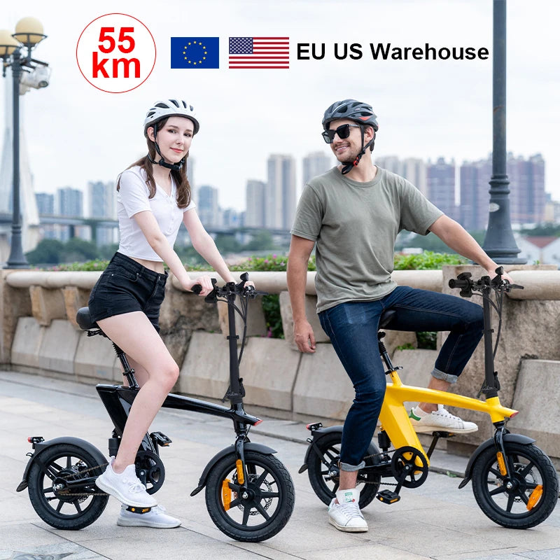 H1 Aluminum Alloy 14" Fat Tire Electric Bike 250W Folding E-Bike with 3-Speed and Disc Brakes