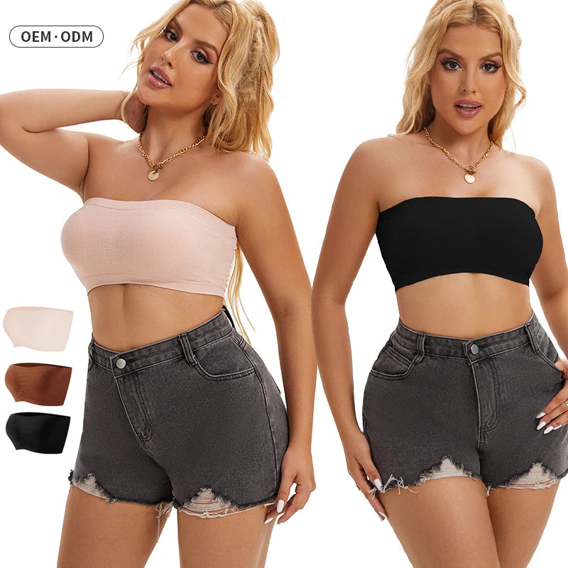 Fast Shipping Sexy Women Chest Wrap Camisole Solid Color Strapless Tops Seamless Wireless Polyamide/Elastane Breathable Tube Top