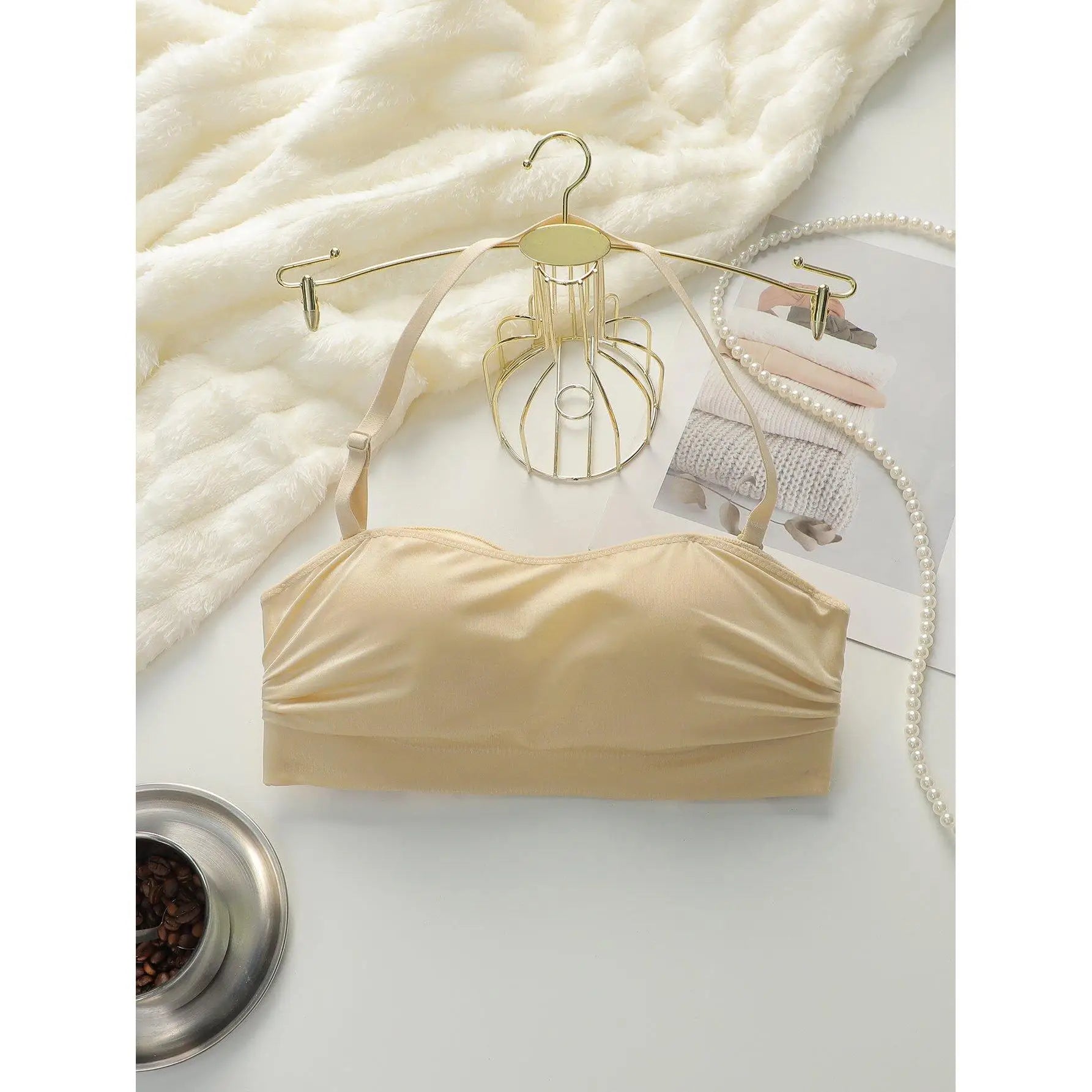 Women's Comfortable 1/2 Cup Push-Up Bralette Breathable Thin Wire-Free Plus Size Bra Set with Adjustable Hooks Closure