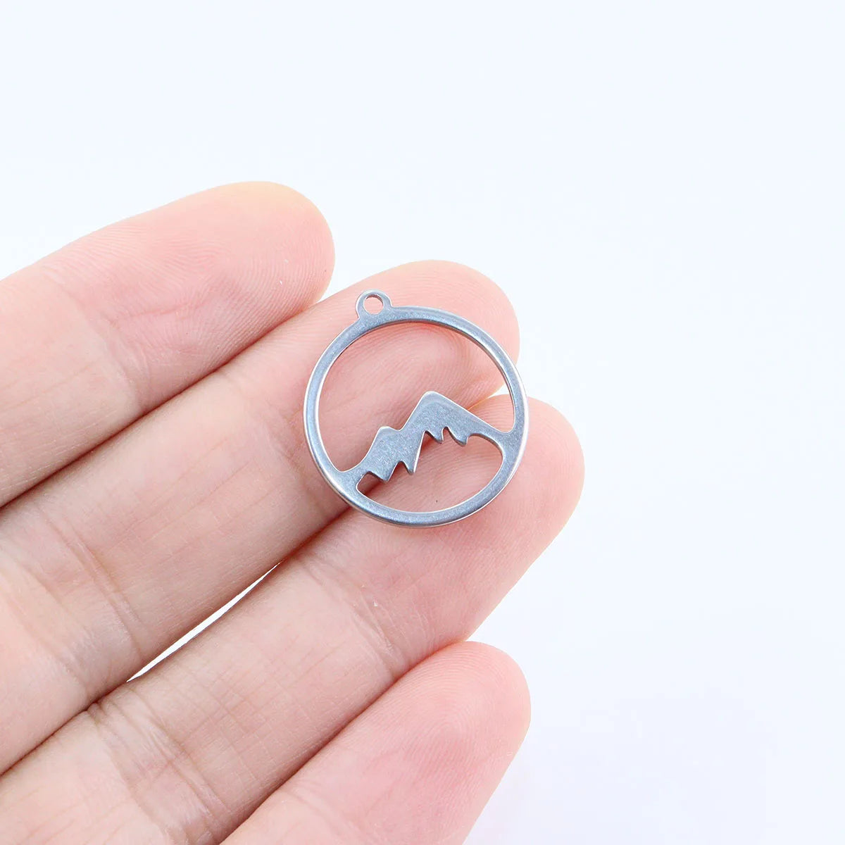 10pcs 20mm Wholesale Stainless Steel Mountain Charms Pendant DIY Necklace Earrings Bracelets Unfading Colorless 2 Colors