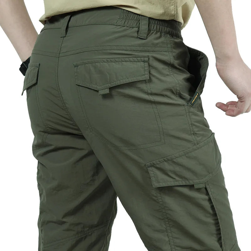 Men's Summer Casual Pants Quick Dry Lightweight Tactical Cargo Mid Waist Nylon Waterproof Waterproof Style