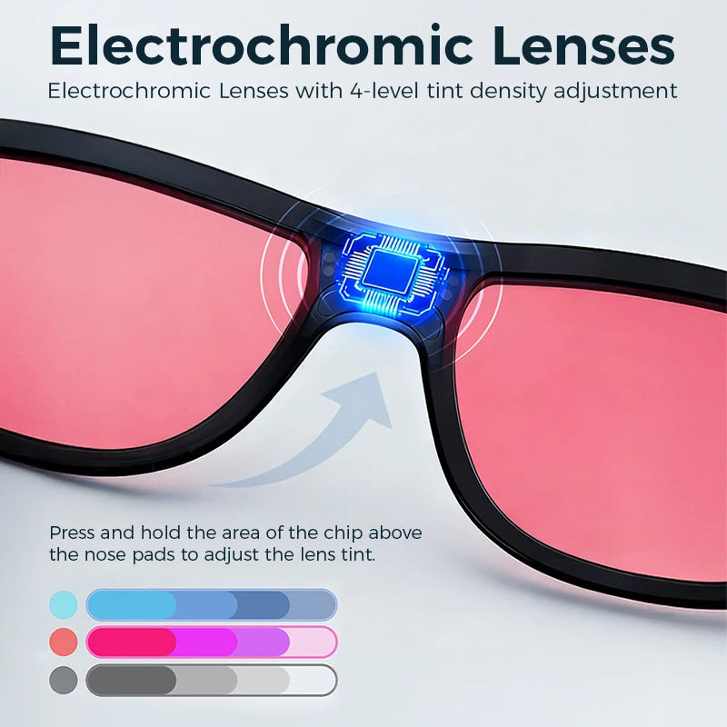 Electrochromic Smart Glasses Custom Ai With Logo Adaptive Color Change Advanced Ai Personalized Logo Intelligent Eyewear Tool