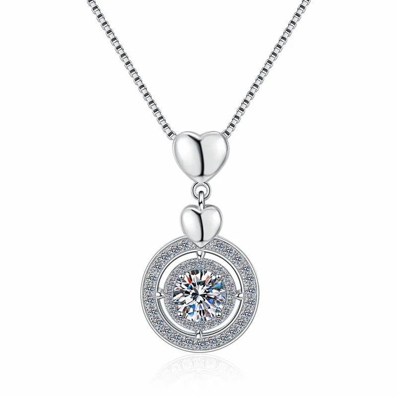 925 Sterling Silver Valentine's Day Jewelry Round 1/2ct Moissanite Diamond Necklaces
