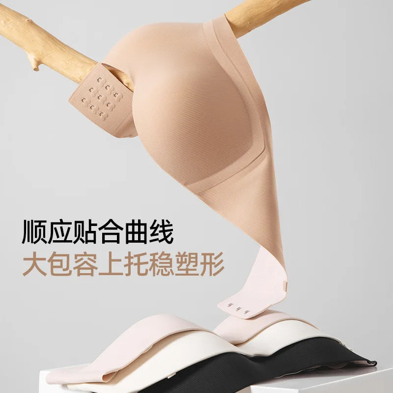 Steady Cup Anti-slip Traceless Foundation Liquid Strapless Bra Women's Wire-free Small Bust Push-up Back Bra