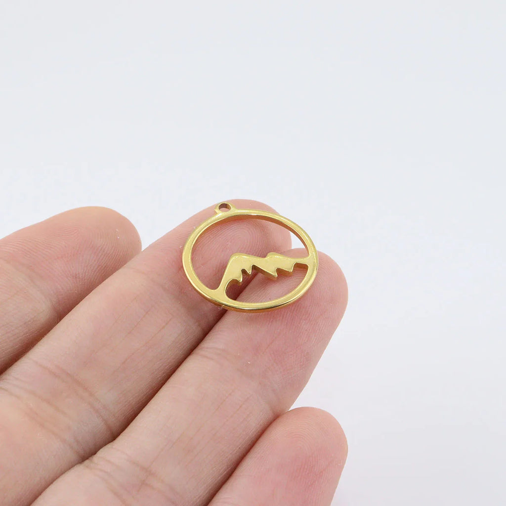 10pcs 20mm Wholesale Stainless Steel Mountain Charms Pendant DIY Necklace Earrings Bracelets Unfading Colorless 2 Colors