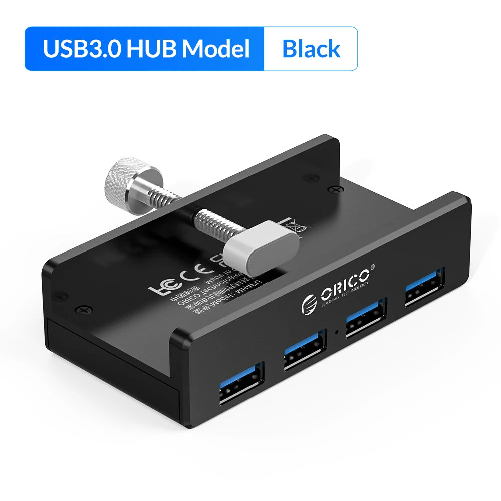 ORICO MH4PU Aluminum 4 Ports USB 3.0 Clip-type HUB For Desktop Laptop Clip Range 10-32mm With 100cm Date Cable gift package
