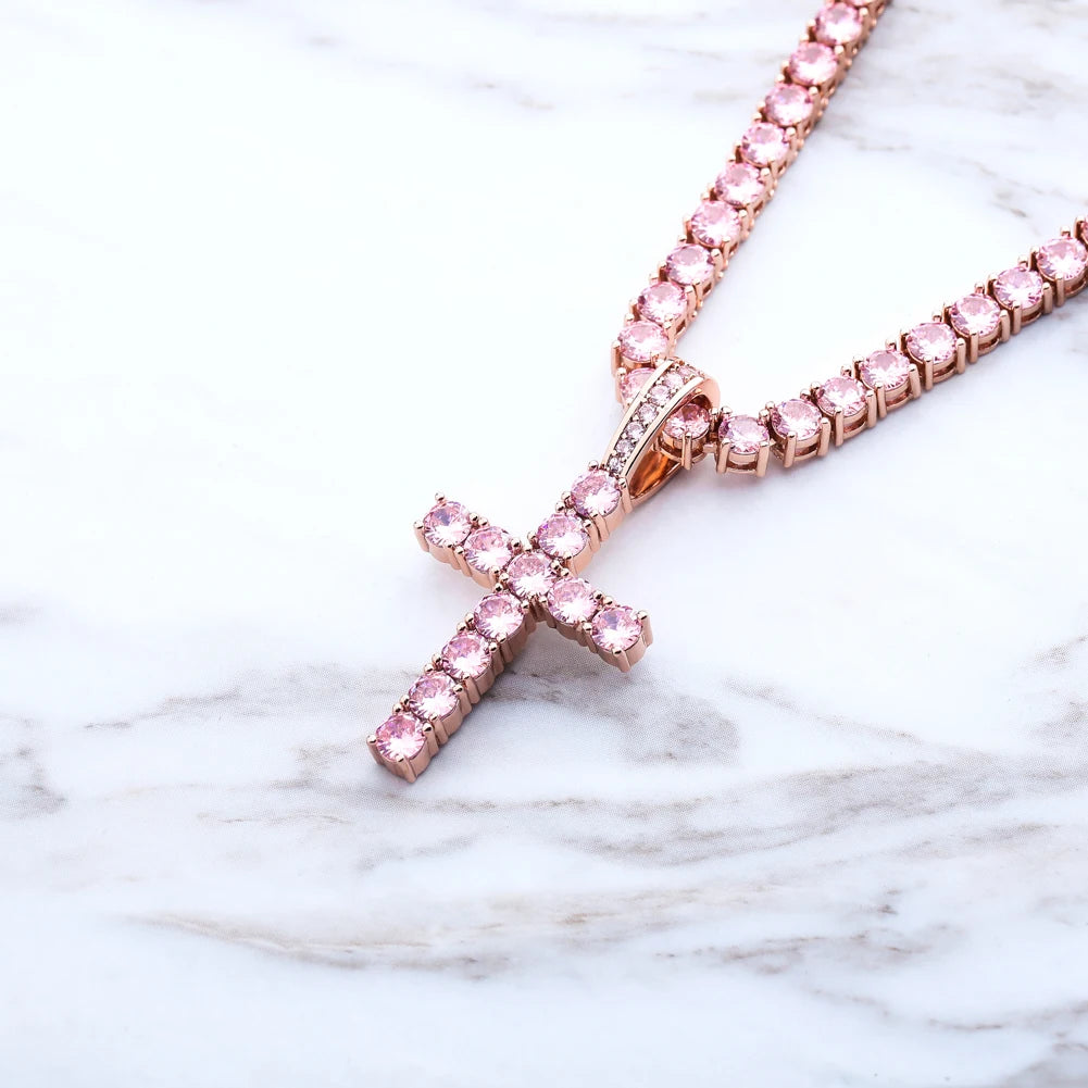 TOPGRILLZ Hip Hop Pico Harvey Cross Pendant Necklaces Micro Pave AAAA+ CZ Necklace 18'' 20'' 24" 30" Link Dropping